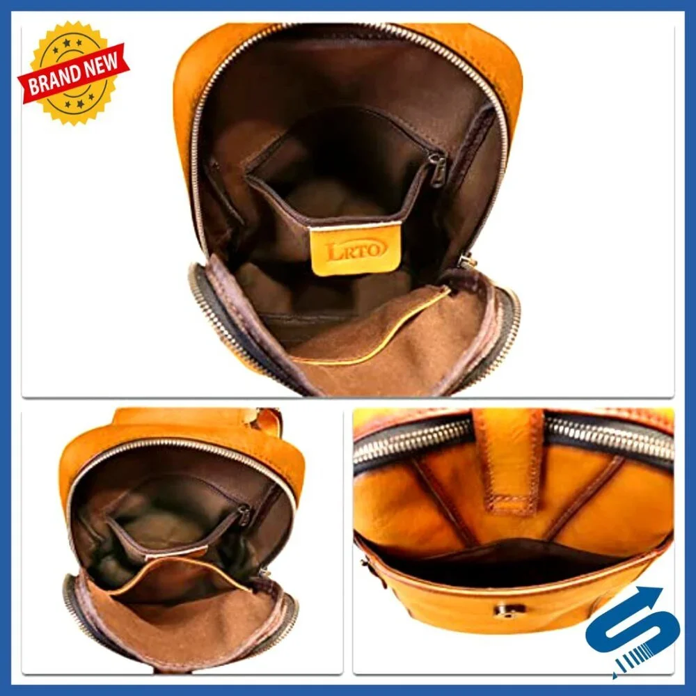 Genuine Leather Sling Backpack Crossbody Bag Shoulder Bag Medium